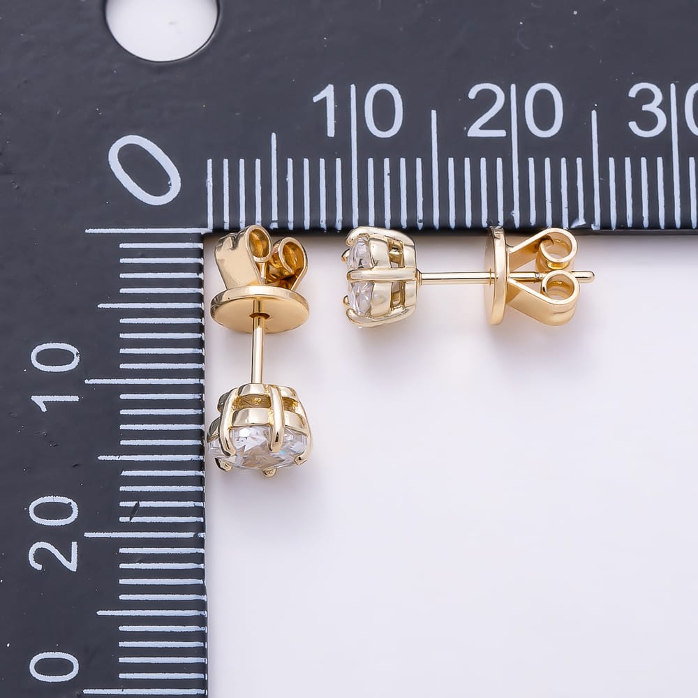 14K Gold Filled 6mm Clear CZ Star Prong Solitaire Stud Earrings | Earrings-01193