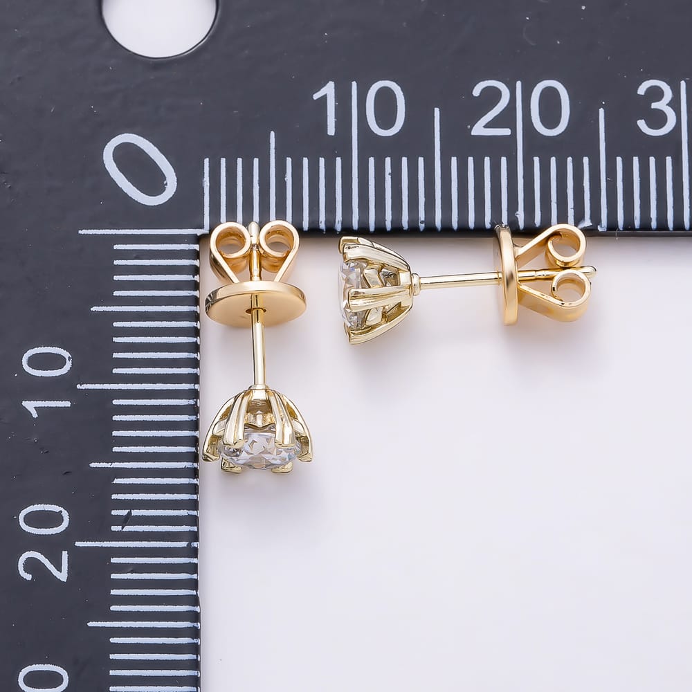 14K Gold Filled 15mm Clear Round CZ Heart Prong Solitaire Stud Earrings | Earrings-01194