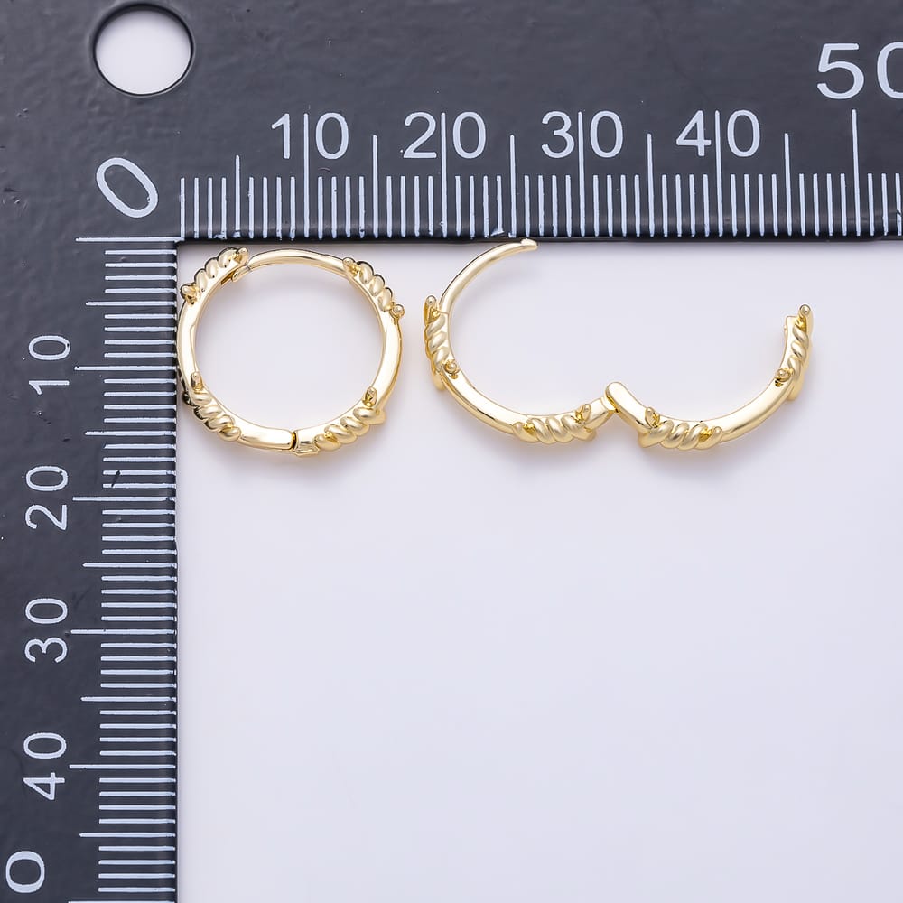 16K Gold Filled 16mm Barbed Wire Huggie Hoop Earrings| Earrings-00964