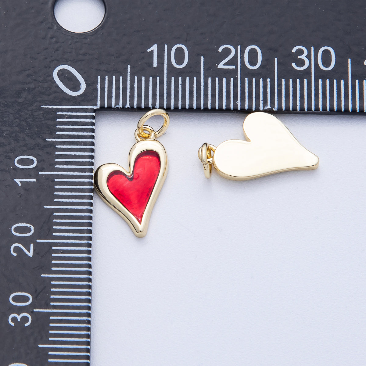 18K Gold Filled 15.8mm Red Bezel Heart Charm | AK117