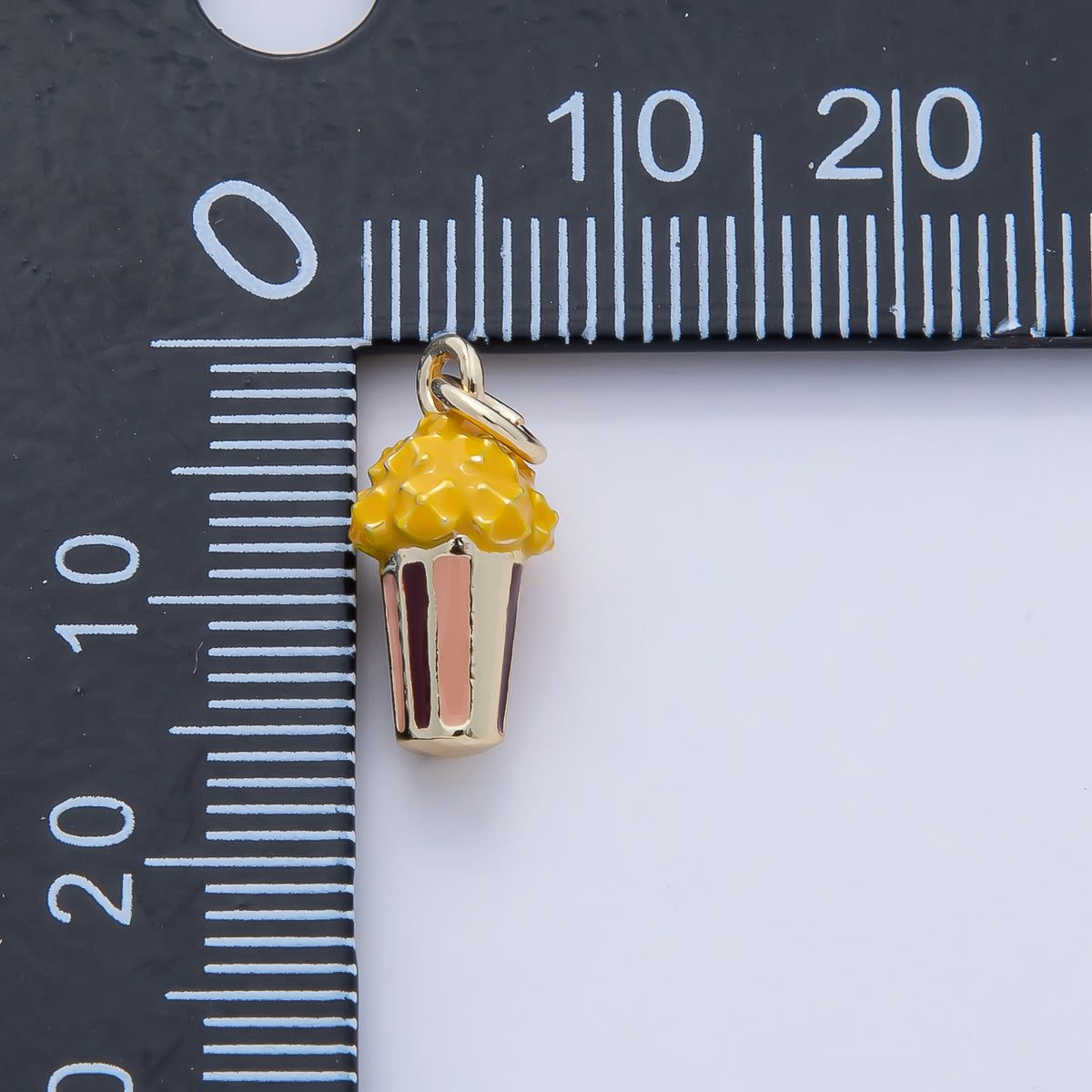 18K Gold Filled 15mm Popcorn Snack Enamel Multidimensional 3D Charm | AF1473