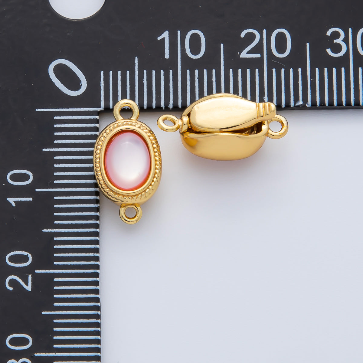 18K Gold Filled 15mm Red CZ Oval Box Clasps Closure Finding | Z1465