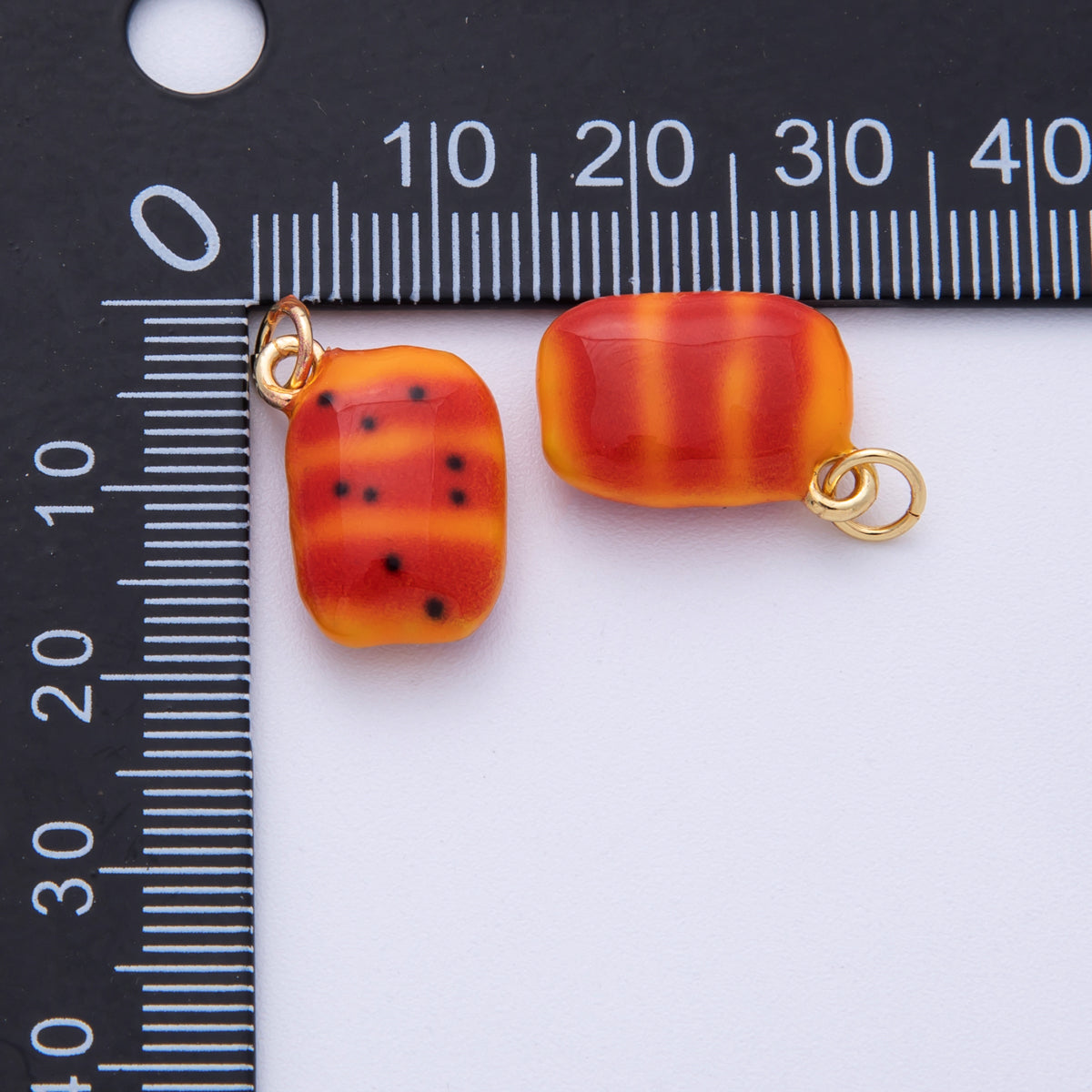 14K Gold Filled 16.5mm Pain Au Chocolat Puffy Pastry 3D Multidimensional Charm | Charms-100018