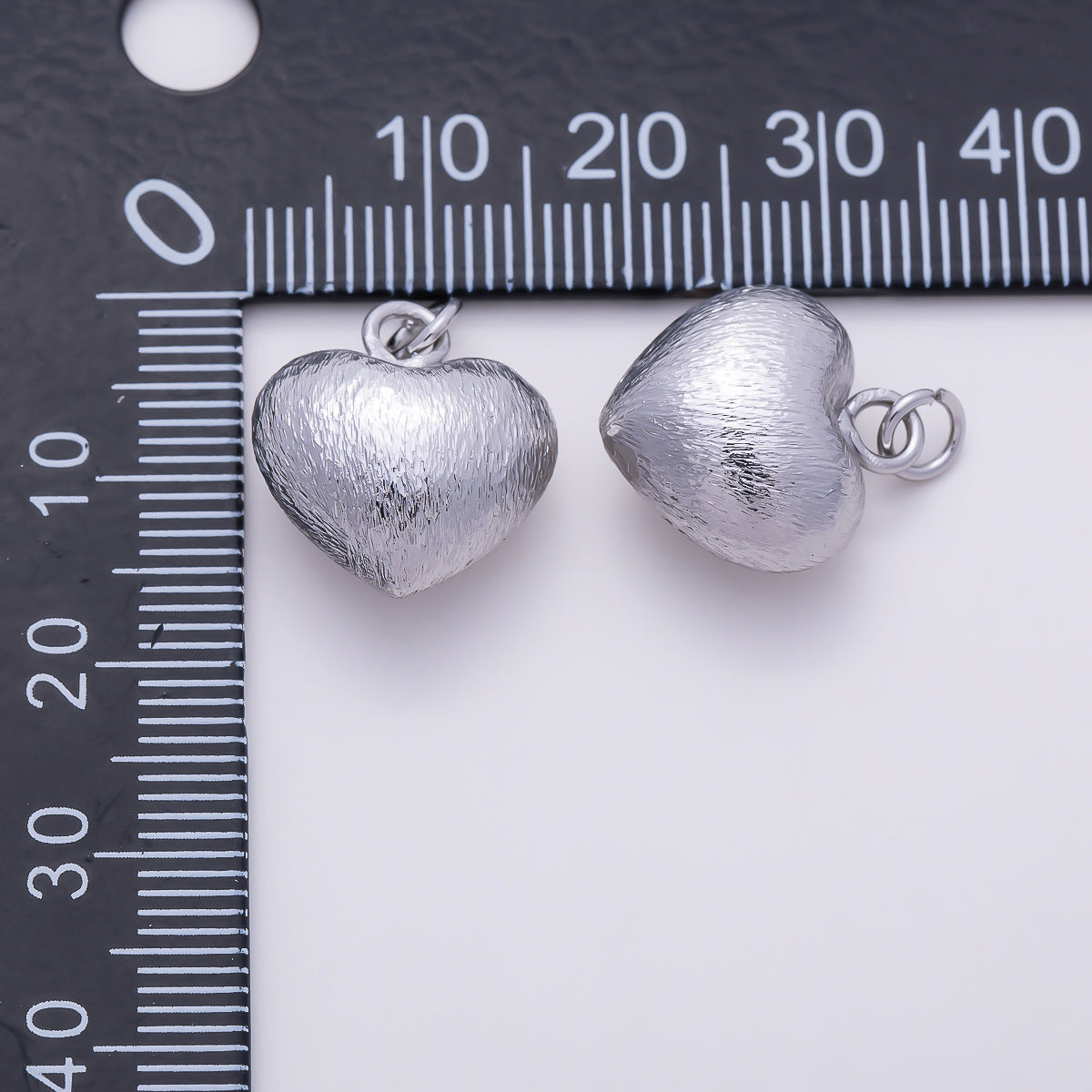 Silver 16mm Line Textured Chubby Heart Charm | Charms-01516