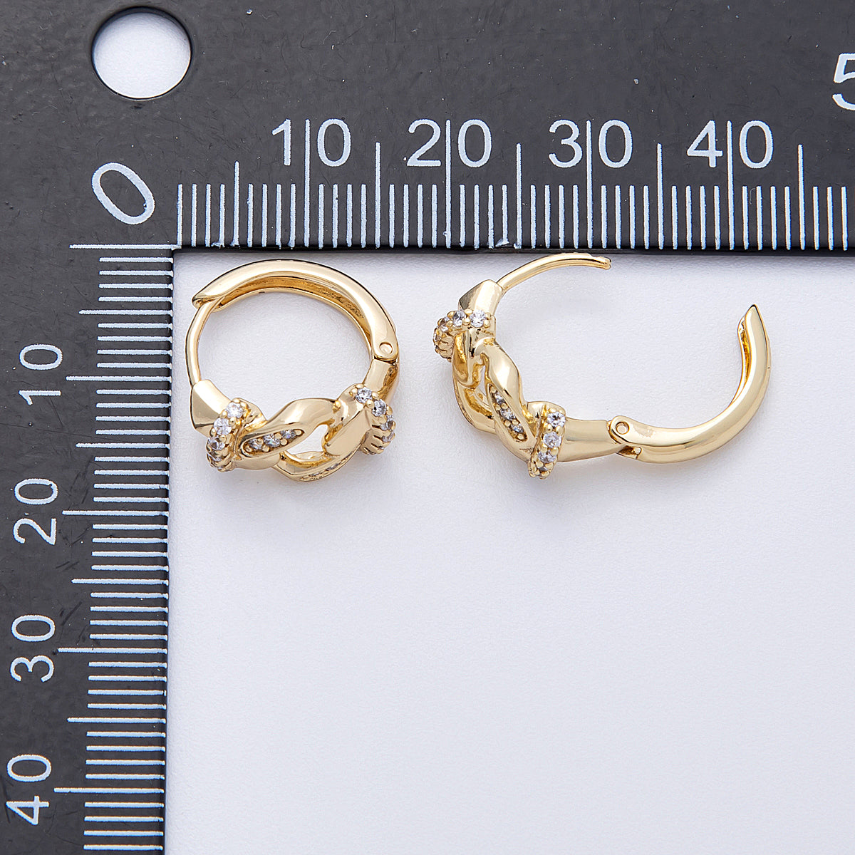 14K Gold Filled 15mm Micro Paved CZ Concave Curb Chain Huggie | Earrings-00167