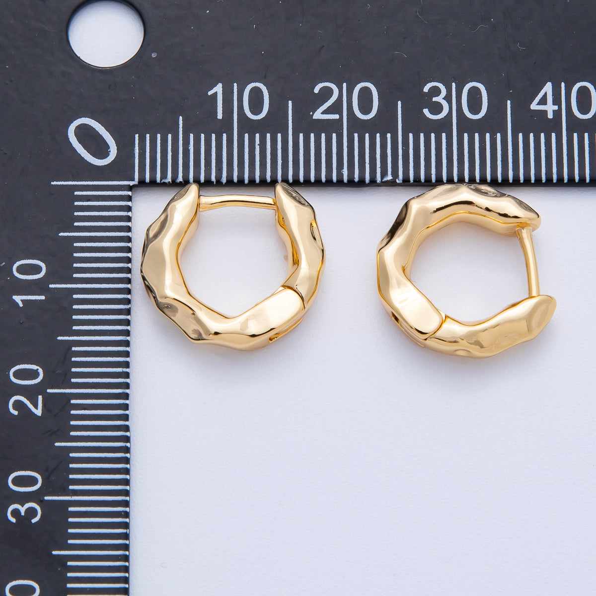 18K Gold Filled 16.5mm Hammered Huggie Earrings | Earrings-00041