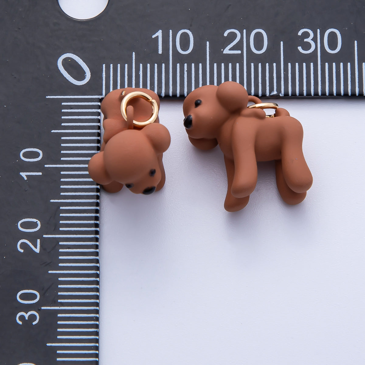 18K Gold Filled 17mm Brown Cute Puppy Animal Polymer Clay Charm Pendant | AK208