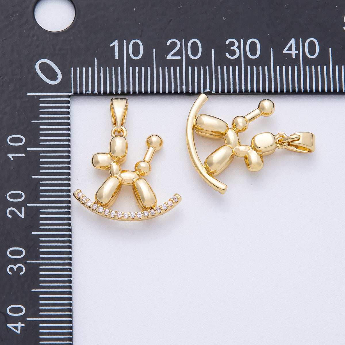 18K Gold Filled 17mm Balloon Dog Micro Paved CZ 3D Multidimensional Pendant | AF1226