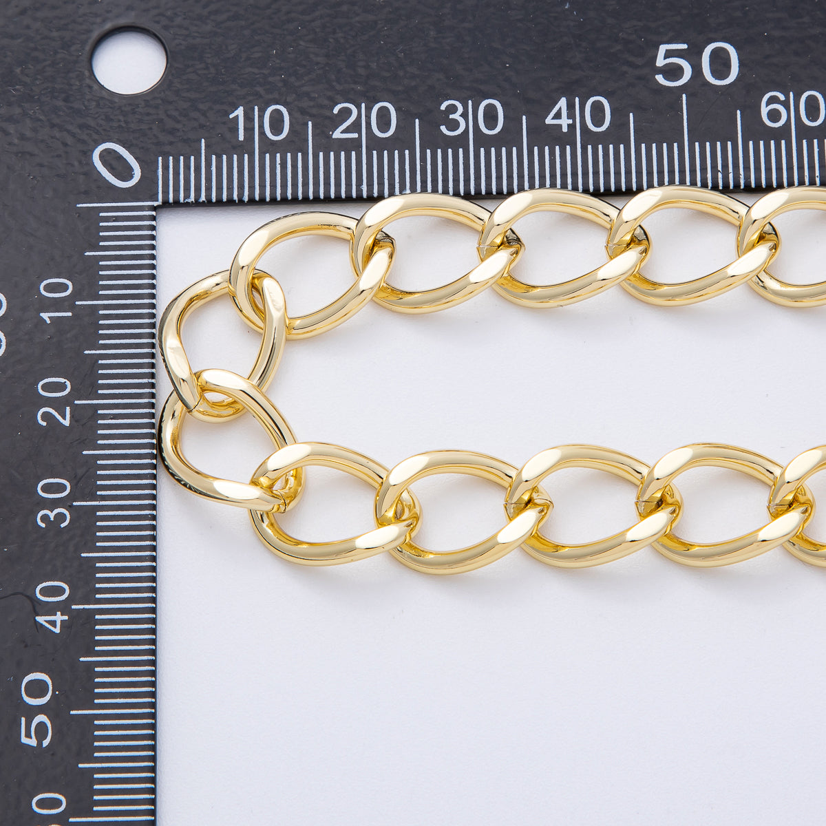 18K Gold Filled 16mm x 11.5mm Chunky Curb Cable Unfinished Chain by Yard | Roll-1804