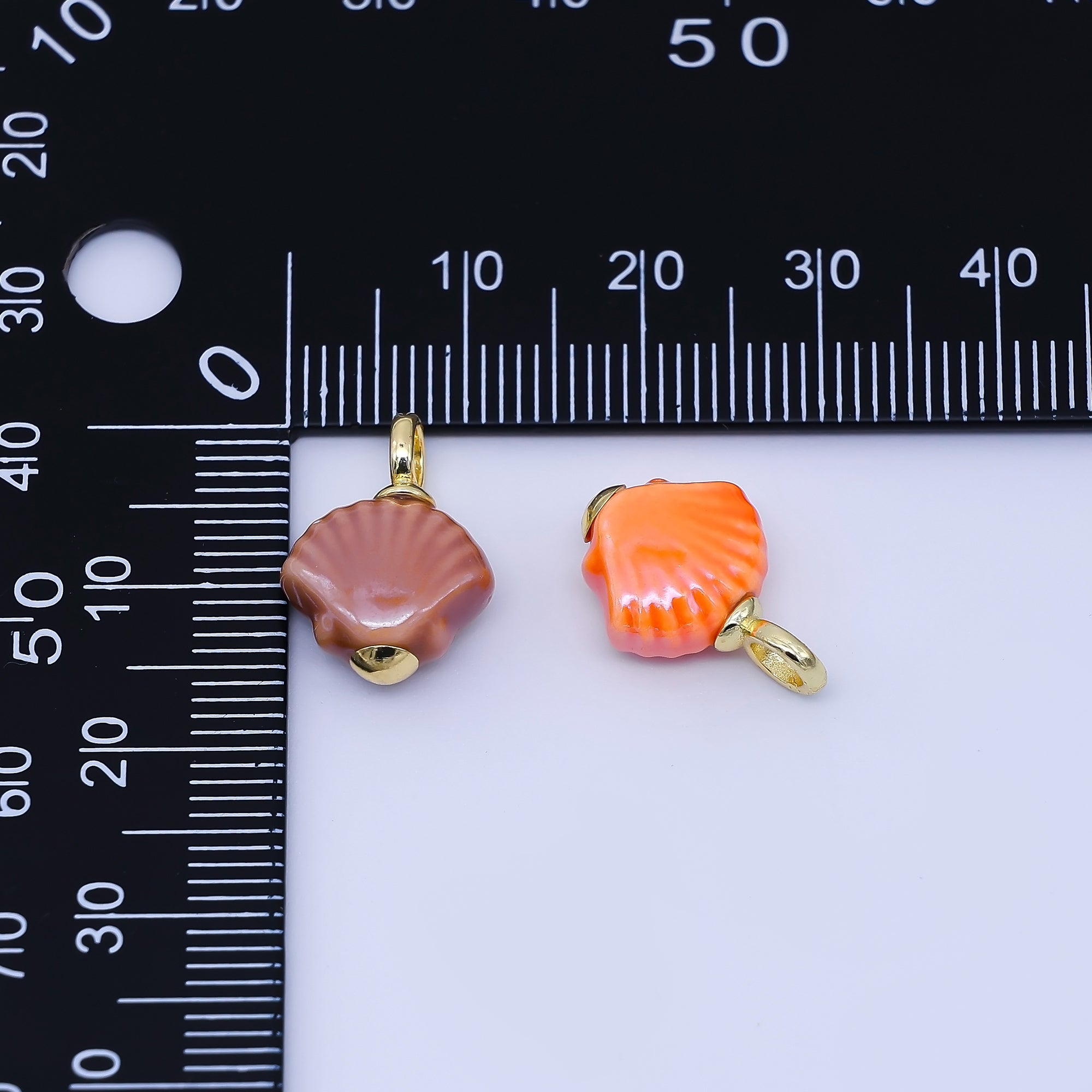 24K Gold Filled 12mm Handmade Ceramic Clam Seashell Charm | AF1577 - 1582