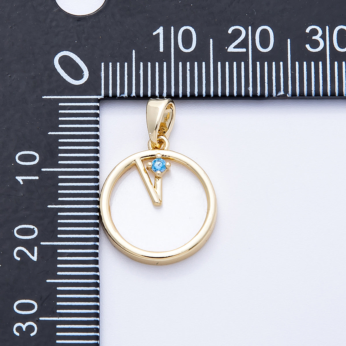16K Gold Filled 17mm Blue CZ Shell Pearl Round Pendant in Gold & Silver | Charms-00184 - Charms-00185
