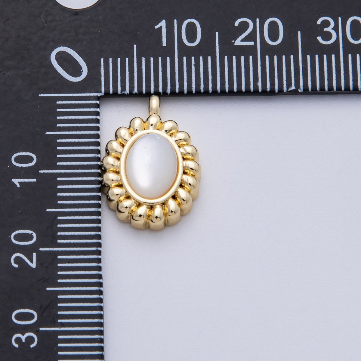 14K Gold Filled 17mm Shell Pearl Croissant Oval Charm | C976