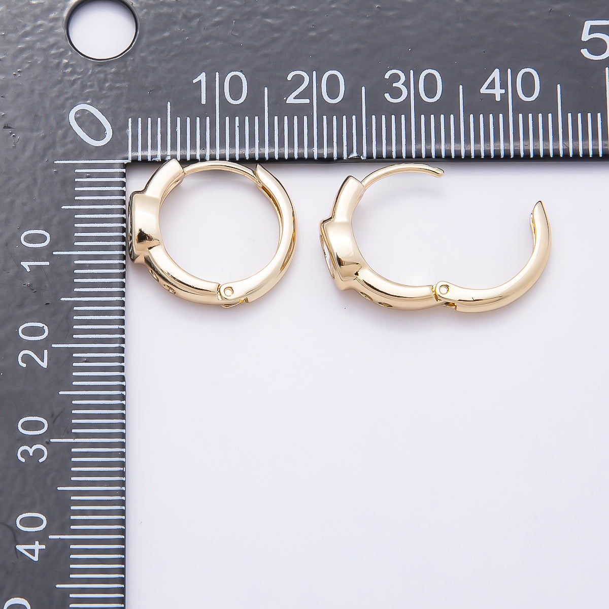 16K Gold Filled 17mm Clear CZ Oval Dotted Huggie Earrings | Earrings-00412