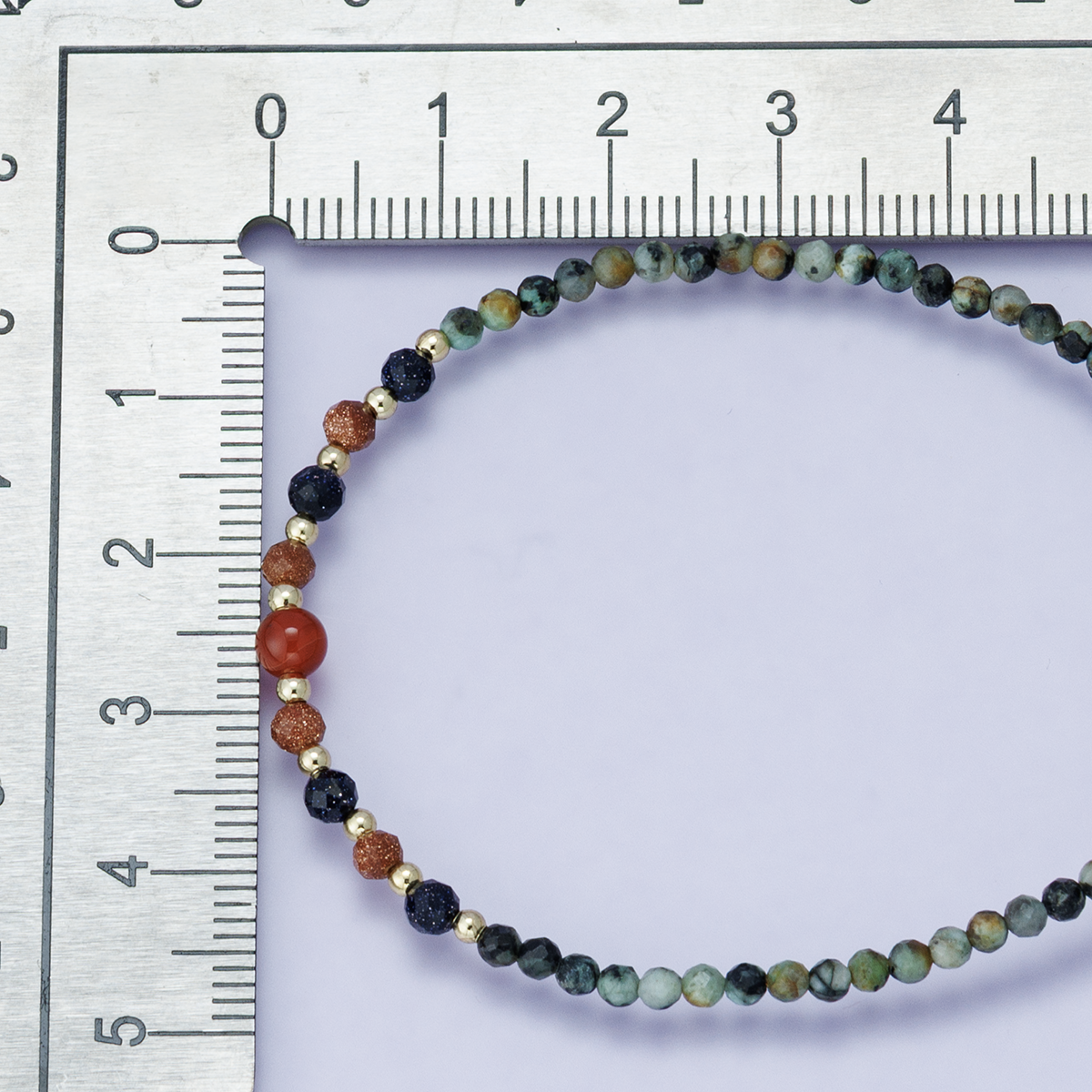 24K Gold Filled Sunstone Amazonite Round Multifaceted Gemstone Paperclip Chain Half 17.5 Inch Necklace w. Extender | WA-04201