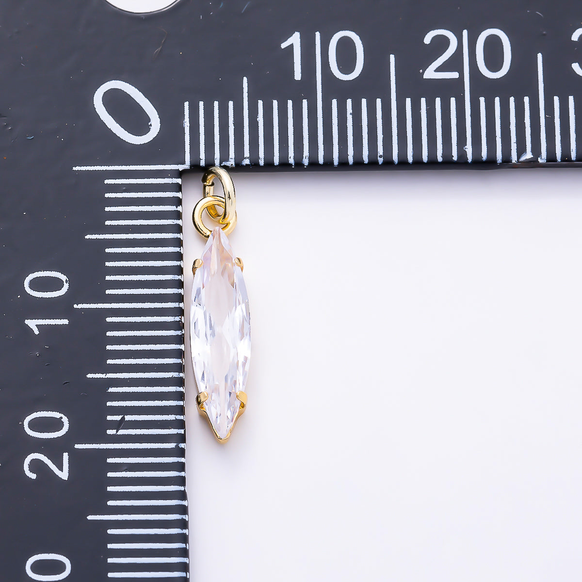 16K Gold Filled 14mm, 18mm Clear, Black CZ Marquise Charm in Gold & Silver | Charms-01457 ~ Charms-01462