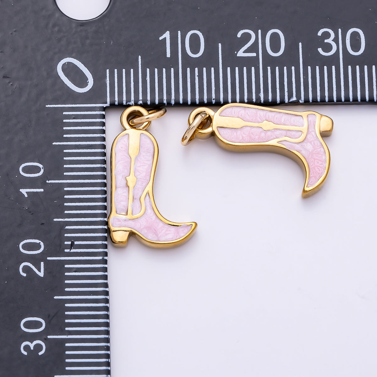 PVD Stainless Steel 18mm Pink, Blue, Black Enamel Cowboy Boots Charm | Charms-01444 ~ Charms-01446