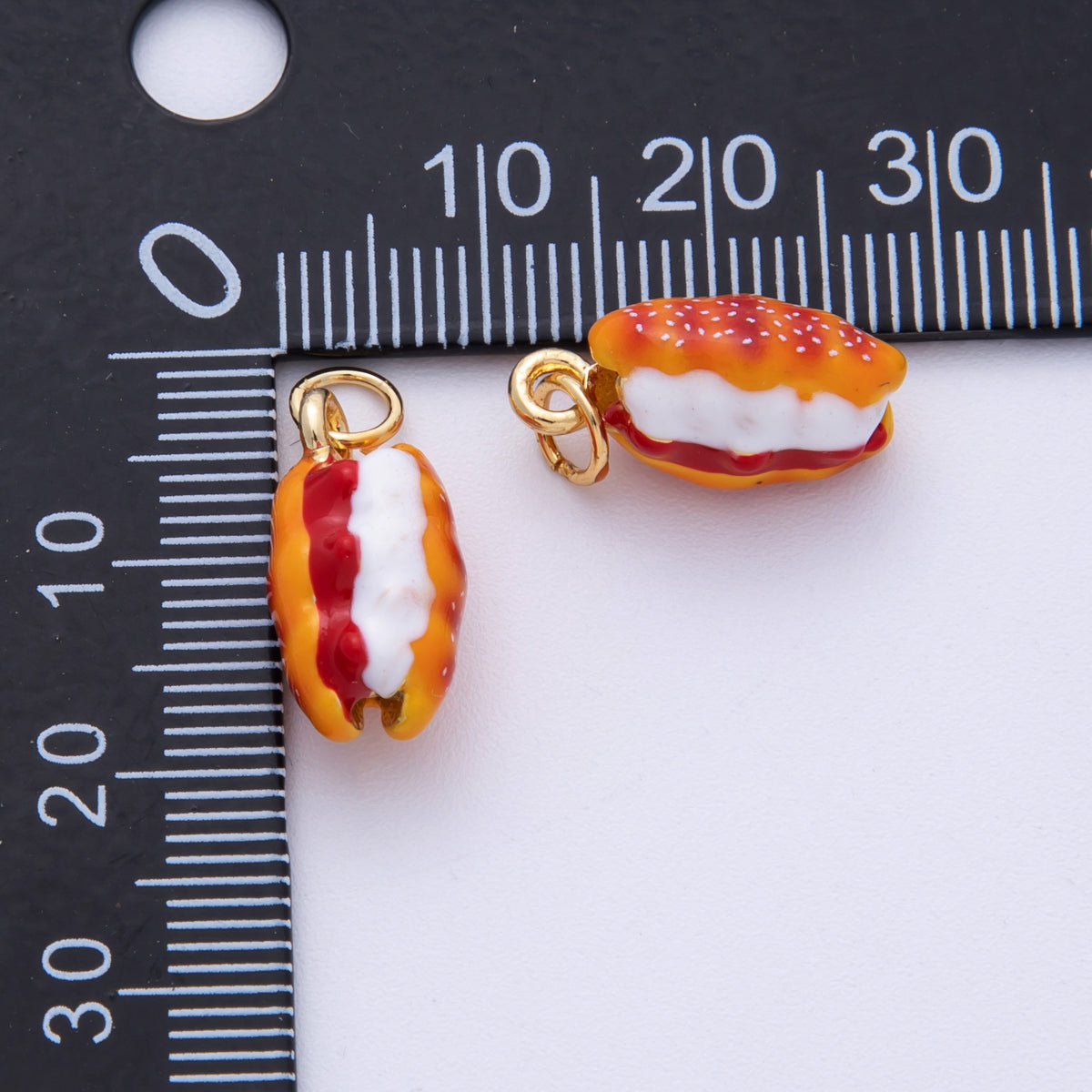14K Gold Filled 17mm Hot Dog Food 3D Multidimensional Charm | Charms-00023