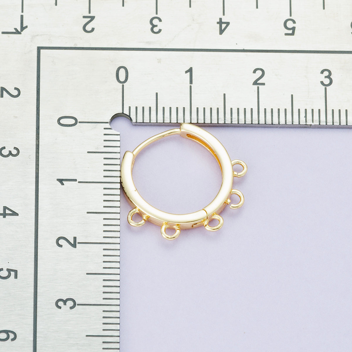 18K Gold Filled 16.5mm Minimalist Five Open Loop Drop Huggie Earring | Findings-00115