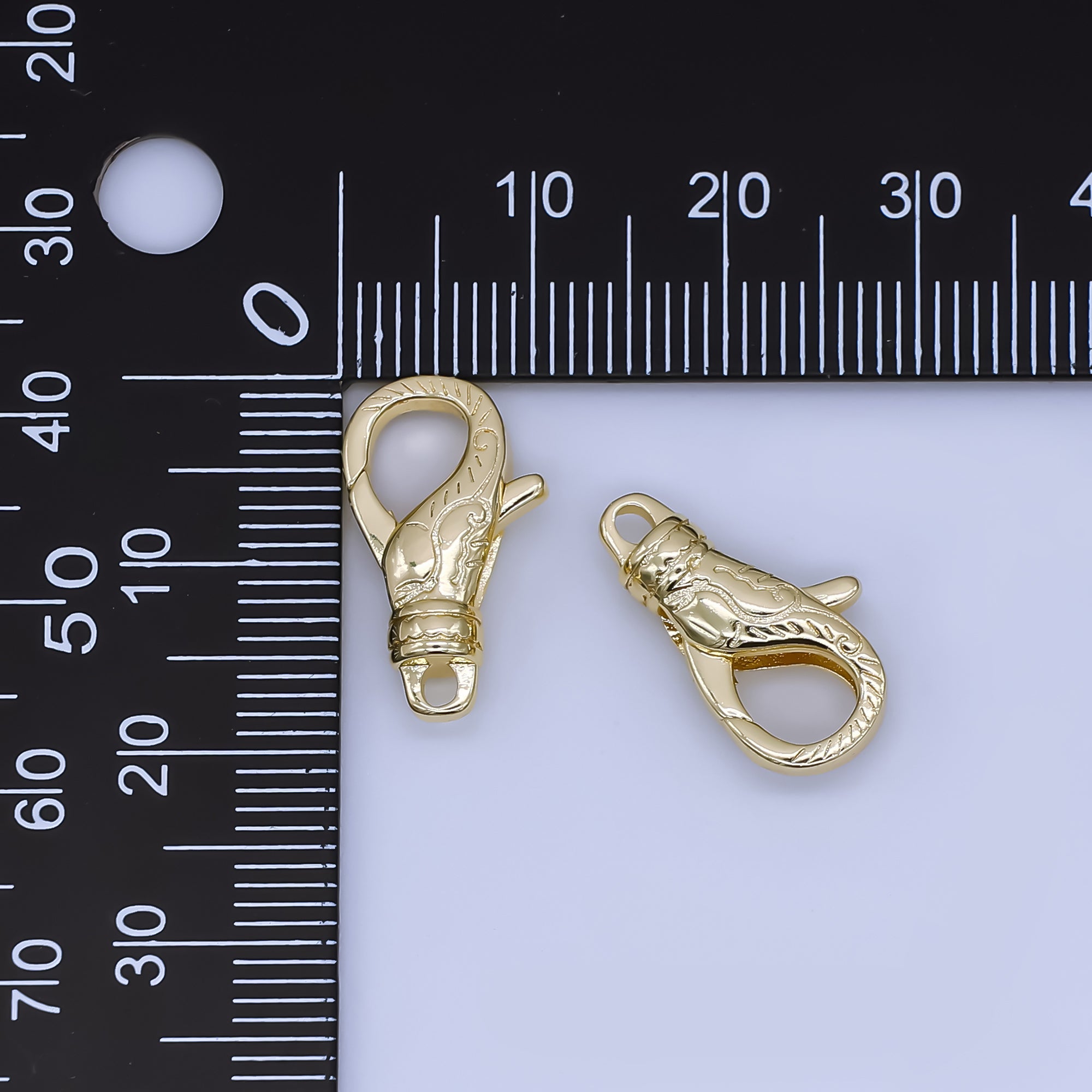 24K Gold Filled 18.5mm Nature Engraved Lobster Clasps Closure Finding in Gold | Z1347