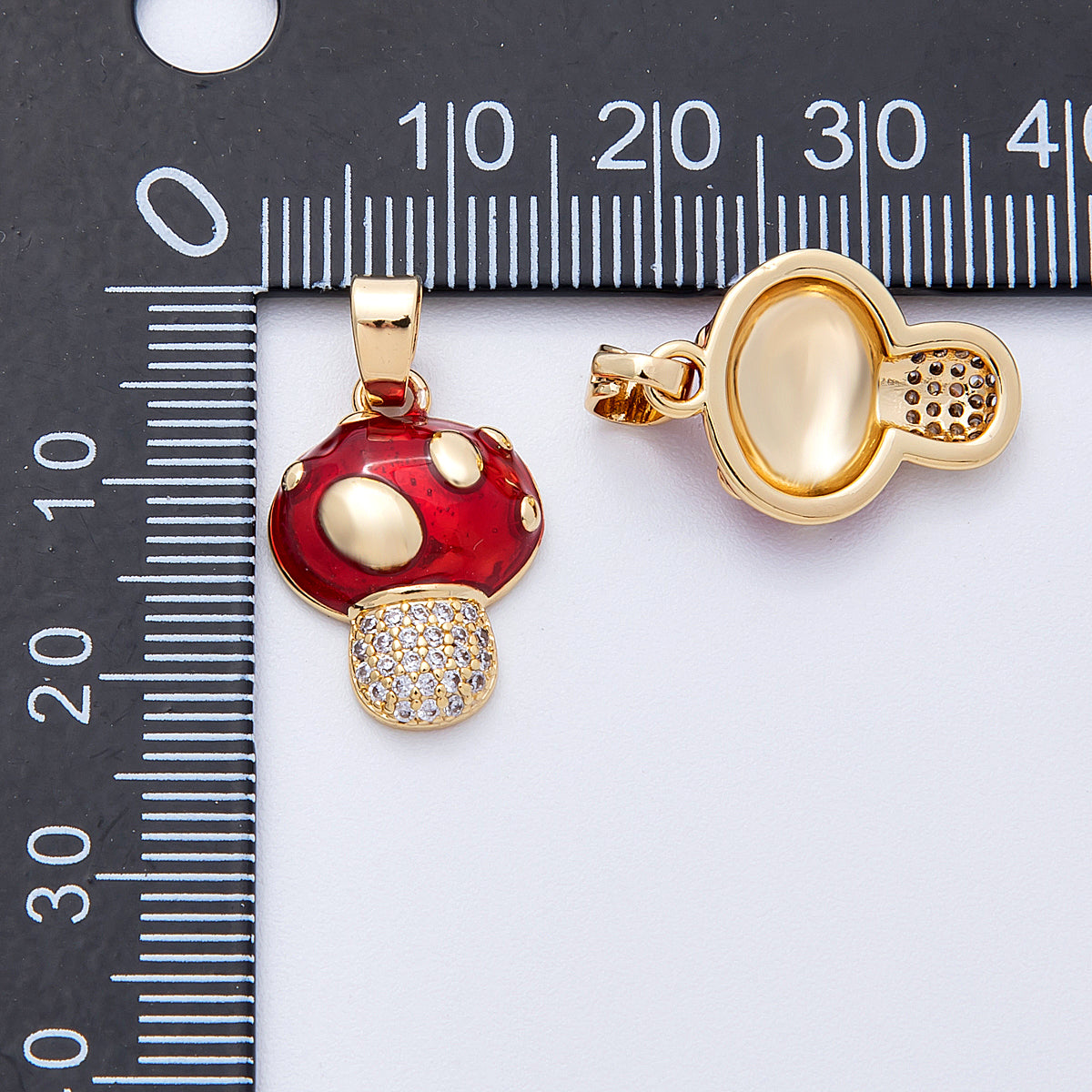 16K Gold Filled 18.5mm Micro Paved CZ Mushroom Plant Pendant | Charms-00128