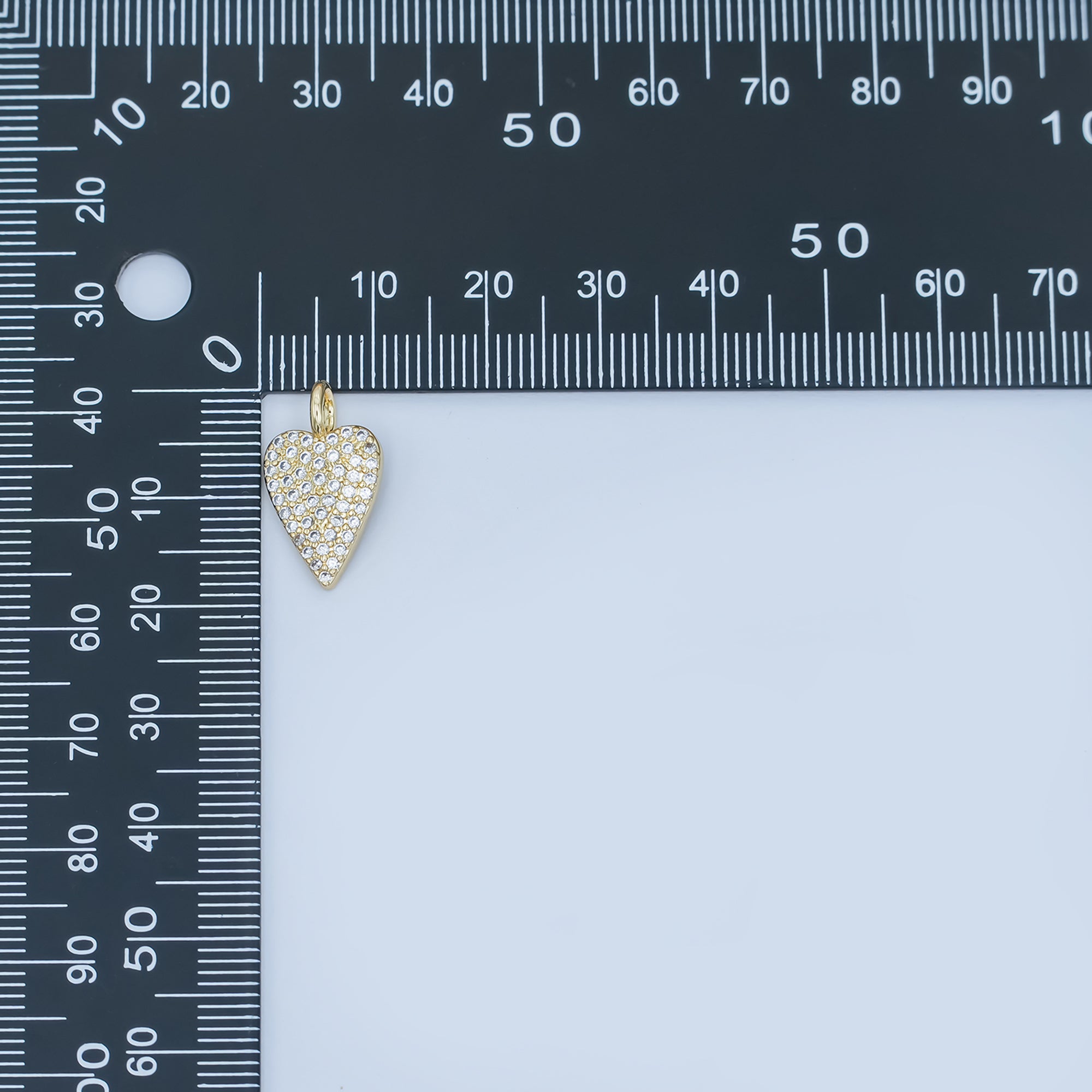 24K Gold Filled 19mm Micro Paved CZ Heart Pendant | C025