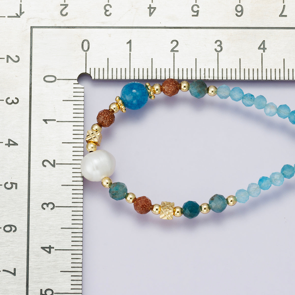 24K Gold Filled Blue Multifaceted Gemstone Ball Cable Chain Half 18 Inch Necklace w. Extender | WA-04232