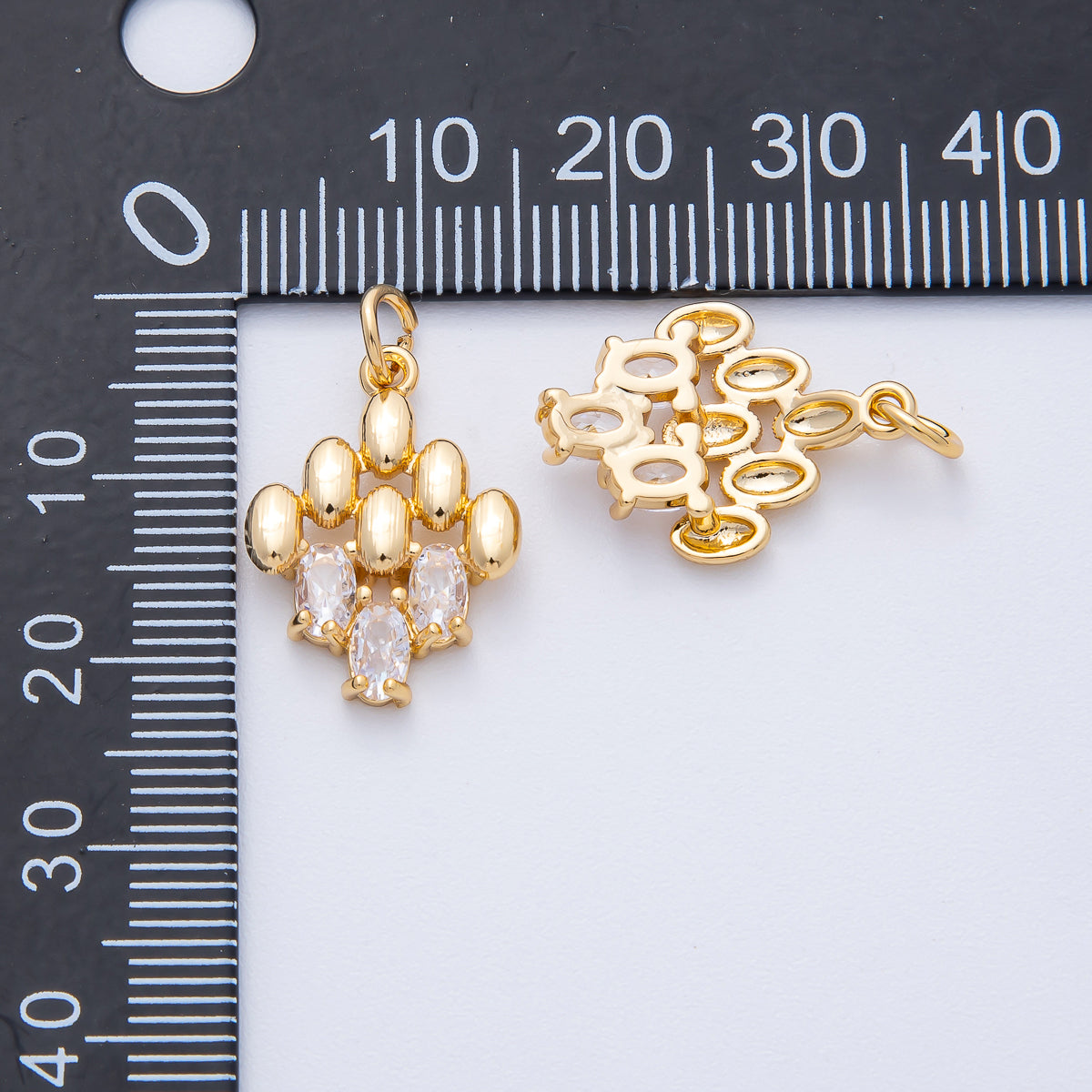 18K Gold Filled 19mm CZ Panther Chain Link Geometric Charm | AK162