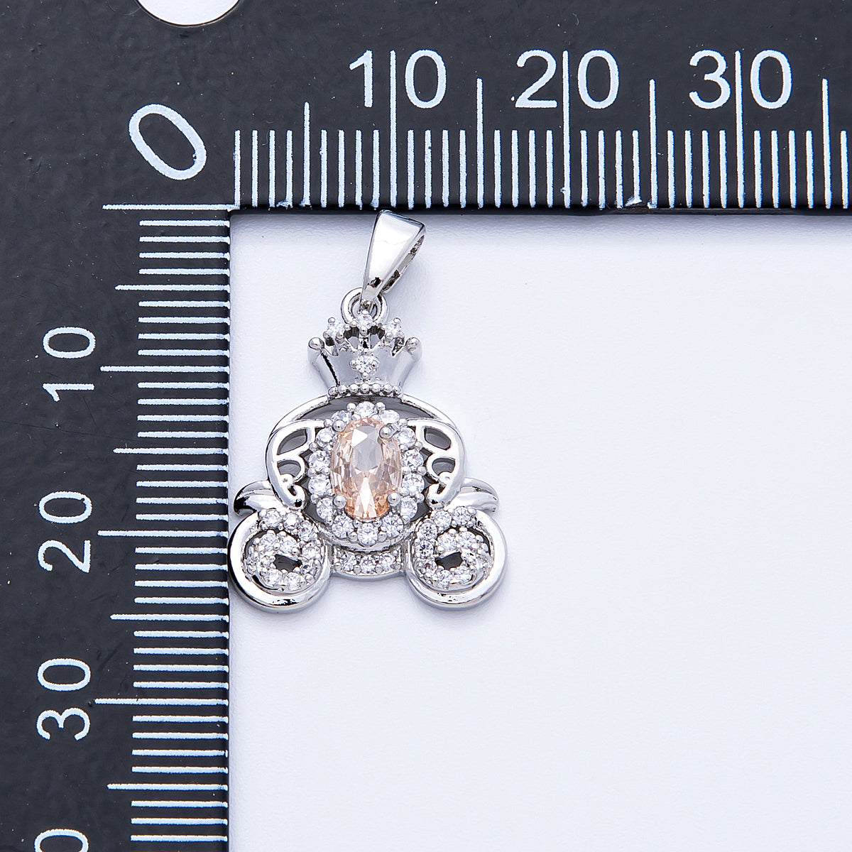 16K Gold Filled 19.5mm Micro Paved CZ Carriage Pendant in Gold & Silver | Charms-00188 Charms-00189