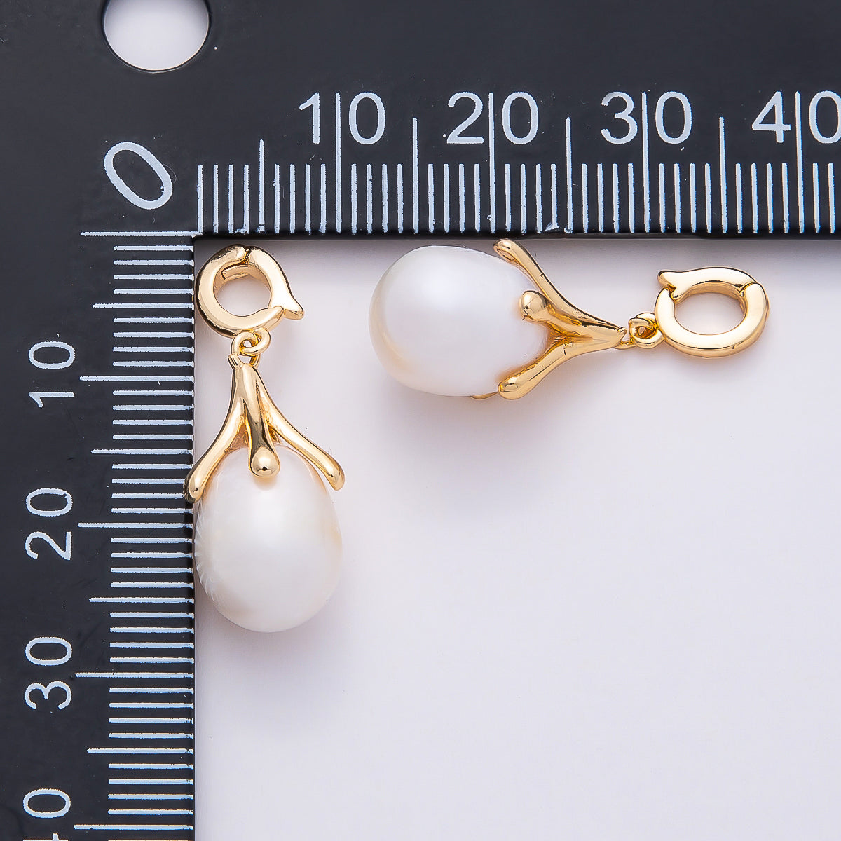 18K Gold Filled 20 Shell Pearl Flower Snap Rondelle Drop Pendant | Charms-01078