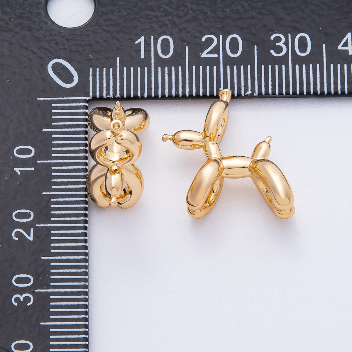 18K Gold Filled Balloon Dog Animal Pet 3D Multidimensional Slide Charm Bead | B548