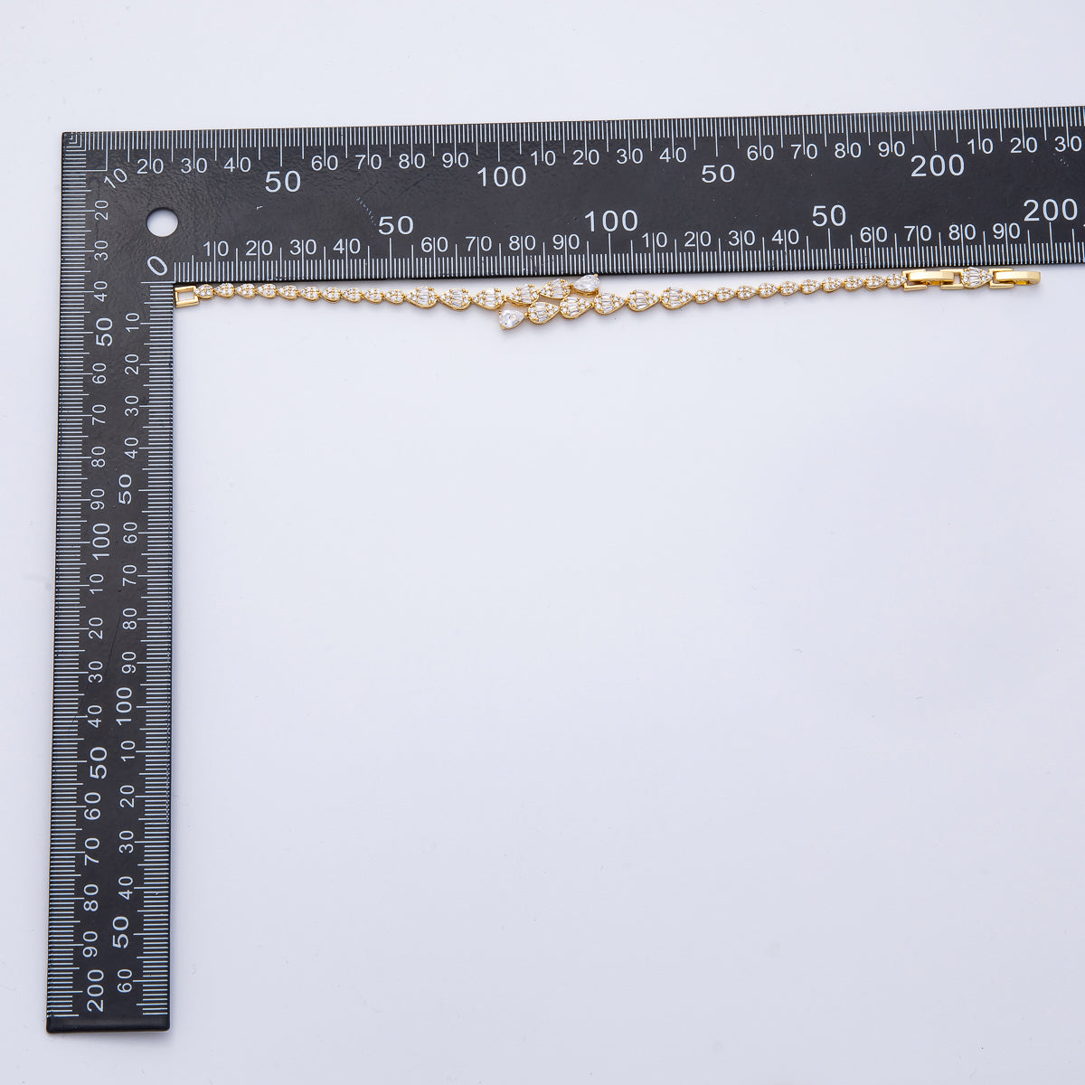 18K Gold Filled 9.5mm Clear CZ Micro Paved Teardrop Tennis Chain Adjustable Bracelet | WA-3881