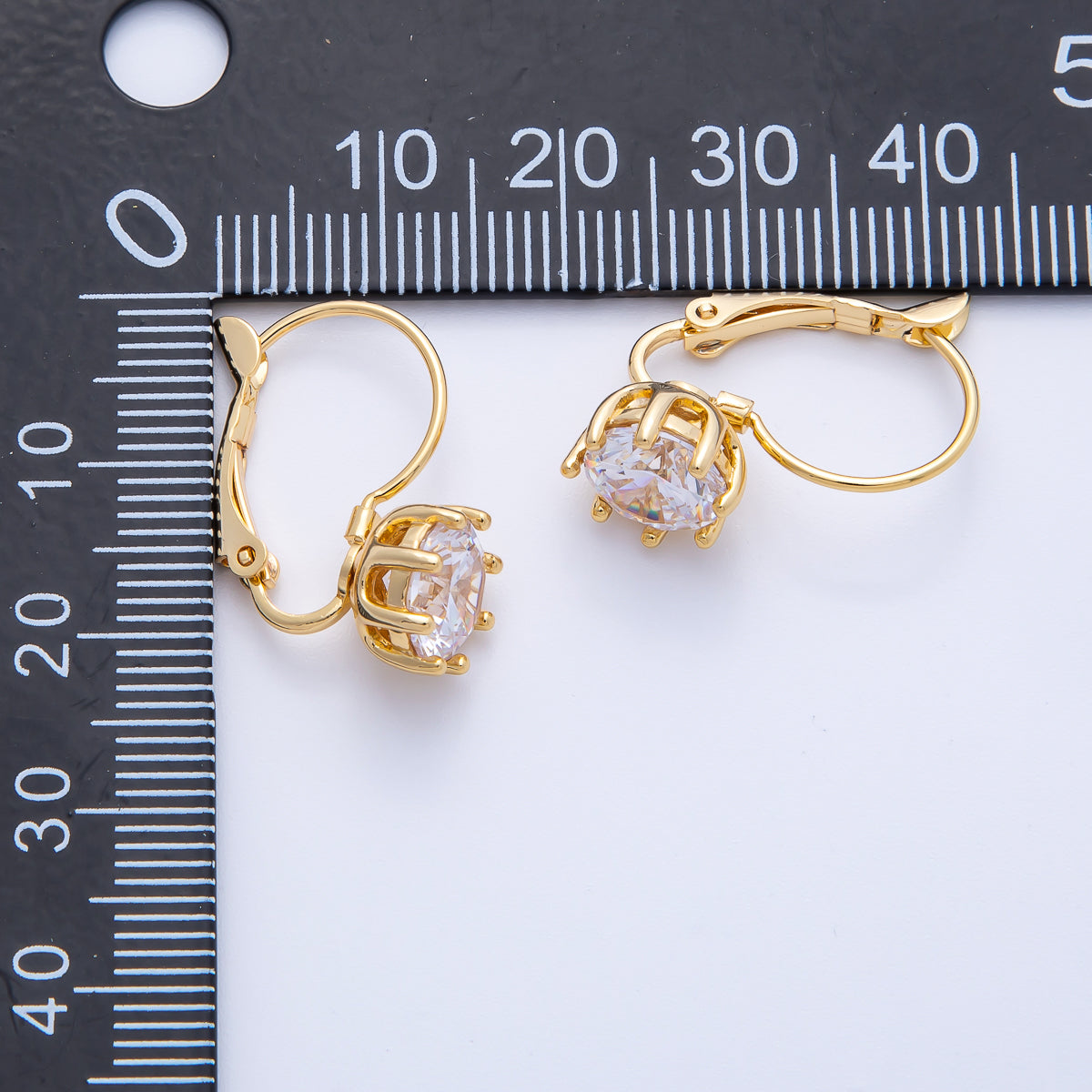 18K Gold Filled 20.3mm Clear CZ Round Lever Back Drop Earrings in Gold & Silver | AB1679 AB1680