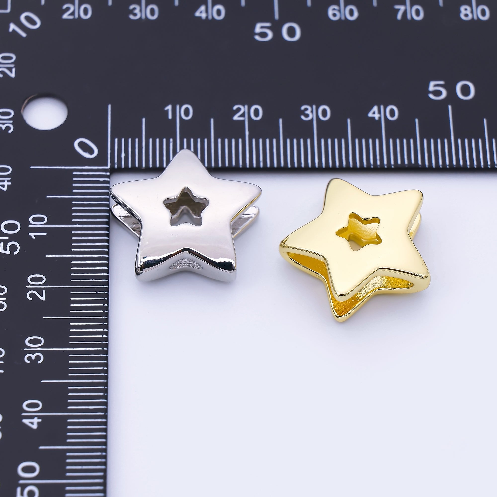 24K Gold Filled 21mm Minimalist Open Celestial Star Bead in Gold & Silver | B854