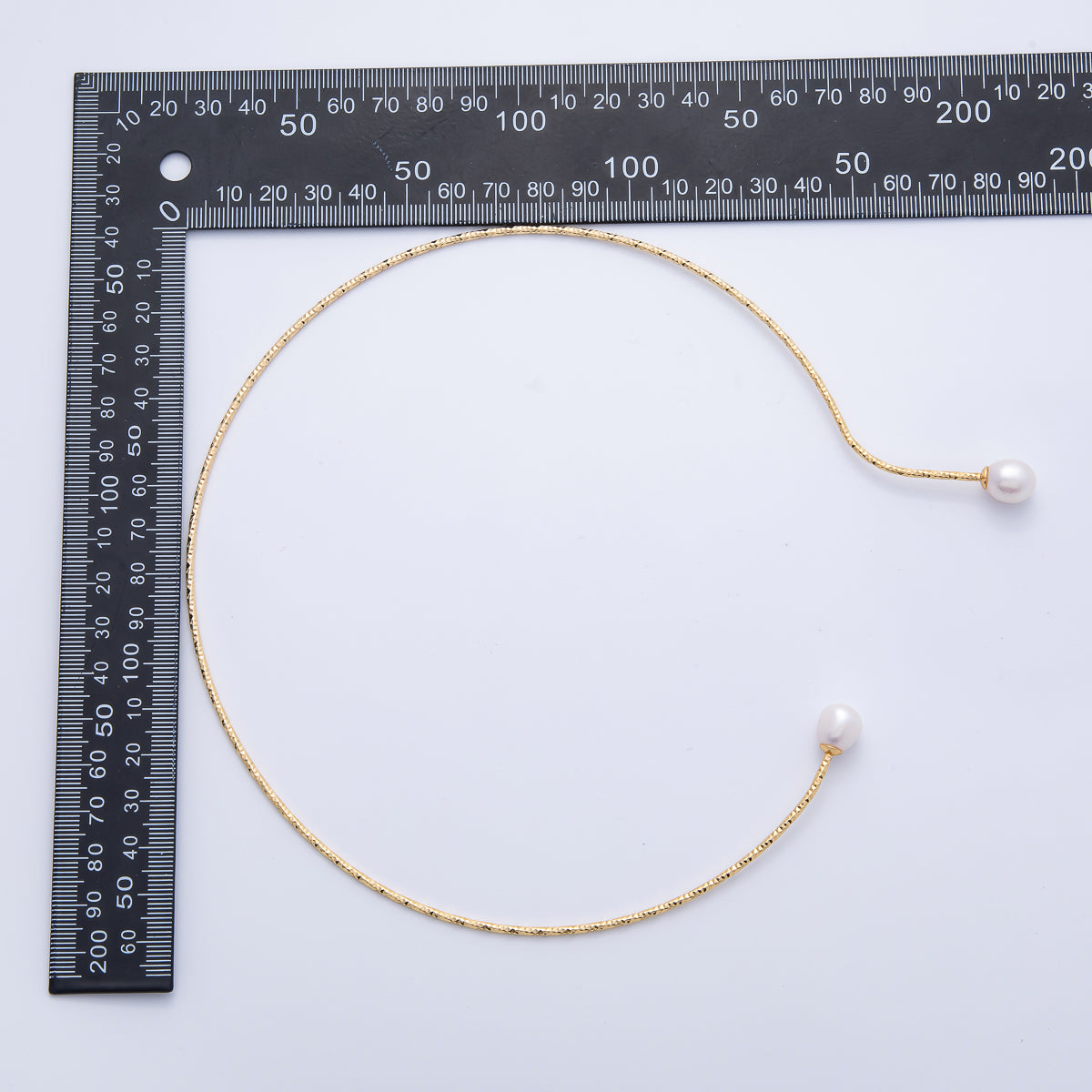 18K Gold Filled Shell Pearl Drop Geometric Edged Collar Necklace | WA-3999