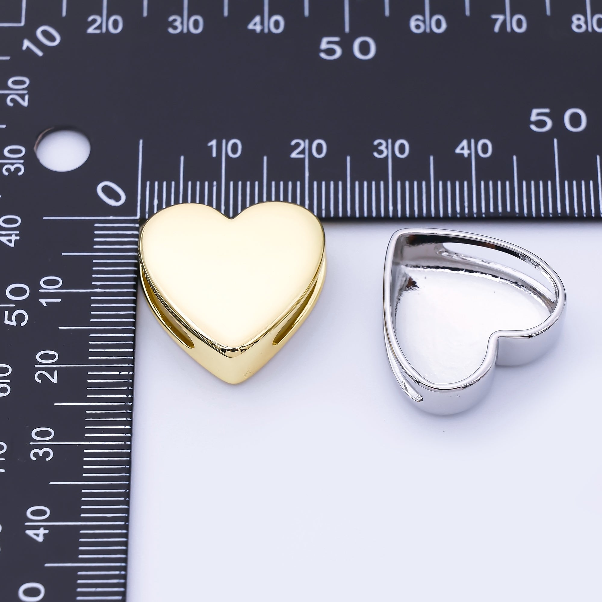 24K Gold Filled 21.5mm Minimalist Heart Spacer Bead in Gold & Silver | B863
