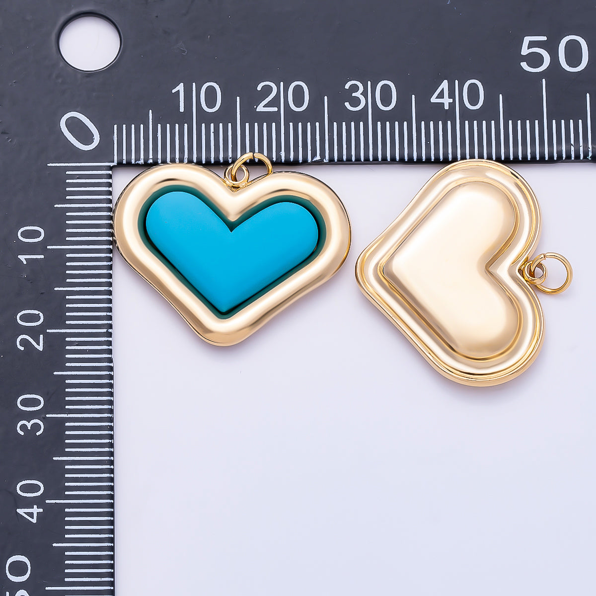 PVD Gold Stainless Steel 27mm Heart Bezel Enamel Charm | Charms-01338 ~ Charms-01342