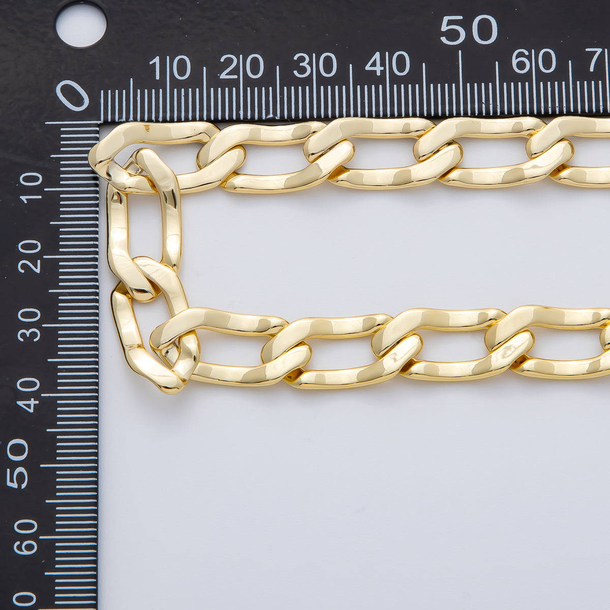 Chunky 24K Gold Filled 22mm x 10mm Flat Curb Unfinished Chain by Yard | Roll-1767