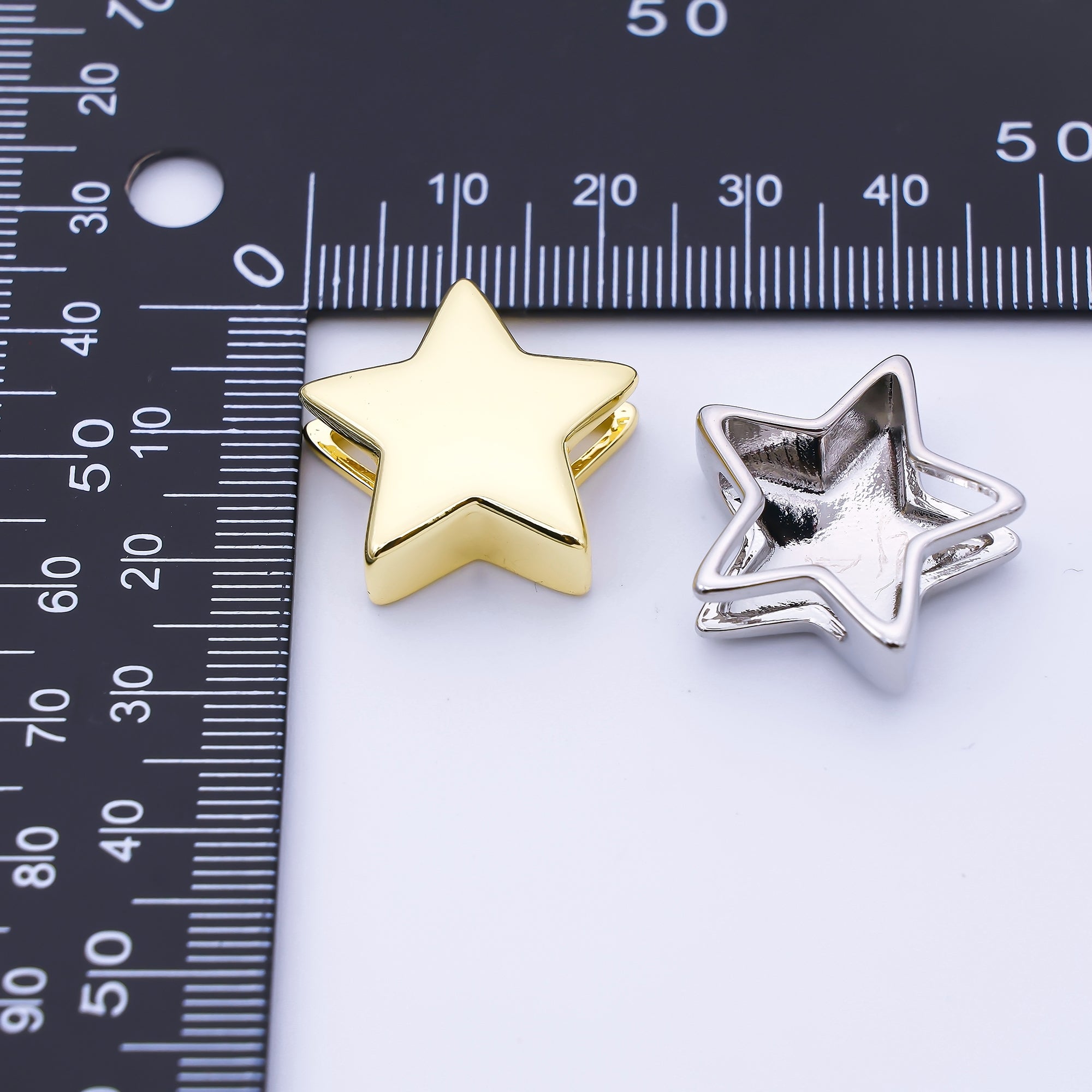 24K Gold Filled 22mm Celestial Star Minimalist Spacer Bead in Gold & Silver | B860