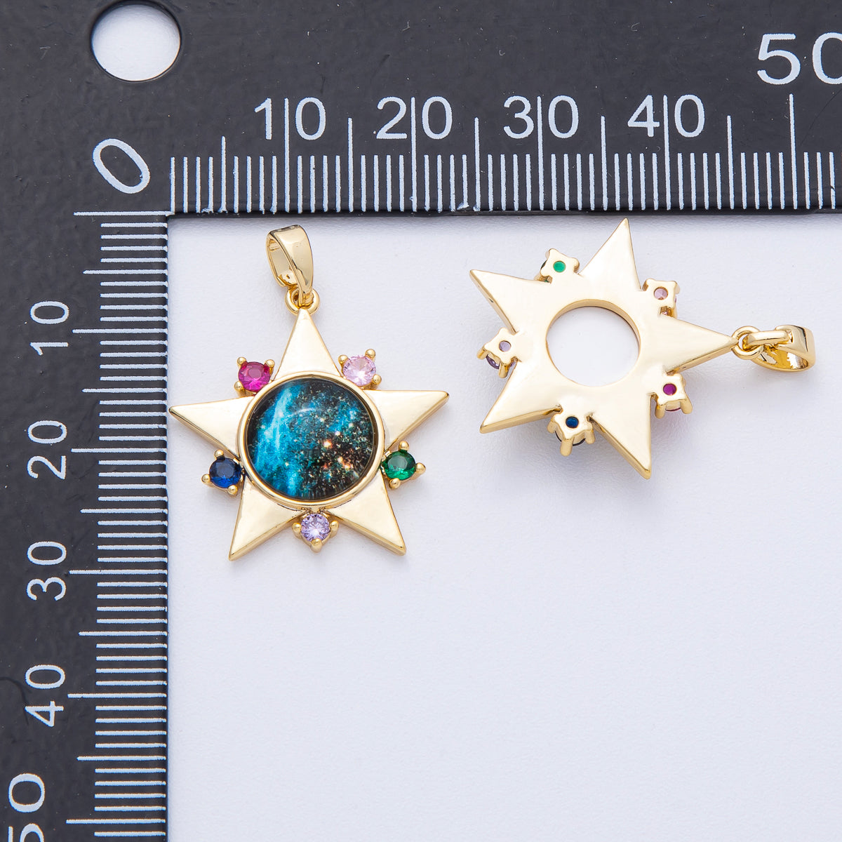 18K Gold Filled 22mm Multicolor CZ Galaxy Celestial Star Pendant | AF1235