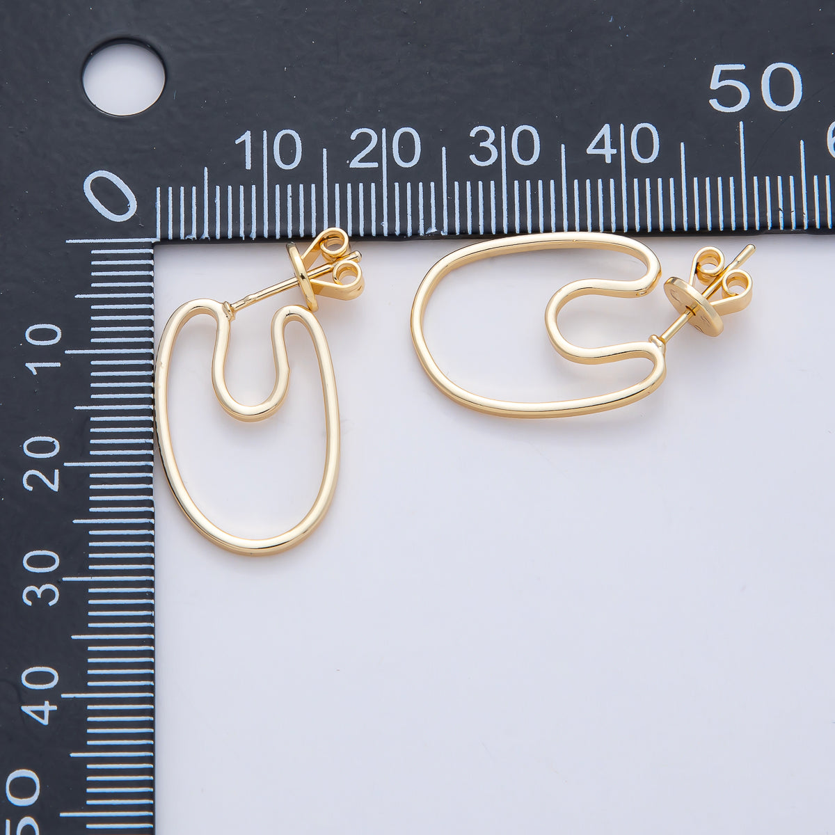 18K Gold Filled 23mm Geometric Minimalist Open Drop Stud Earrings | AD1663