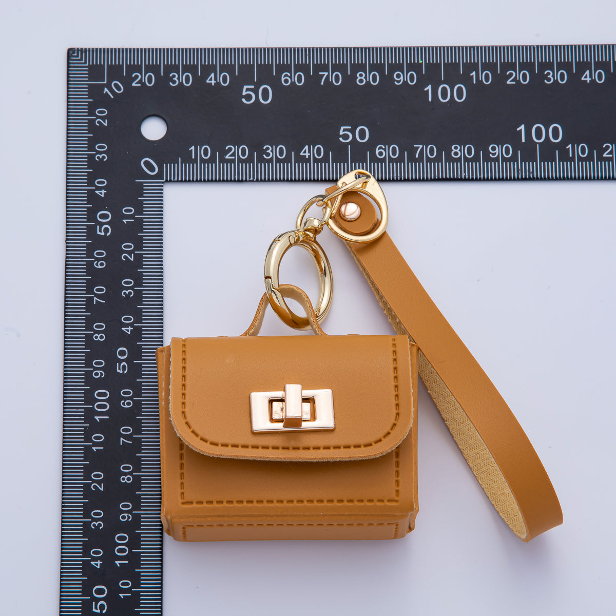 18K Gold Filled Brown Bag Ear Bud Case Bag Charm Accessories | WB-00287
