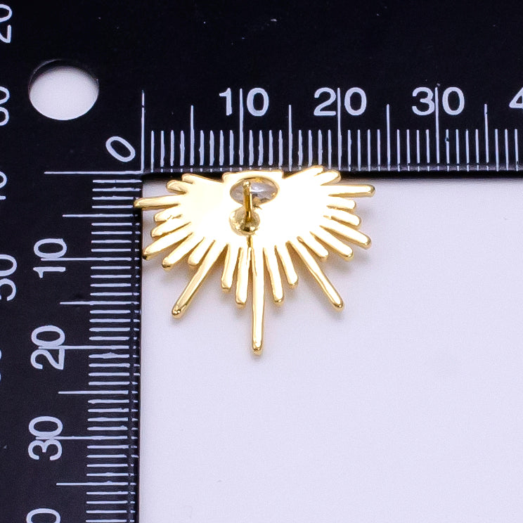 16K Gold Filled 24mm Clear Oval CZ Geometric Sunburst Drop Stud Earrings | Clearance