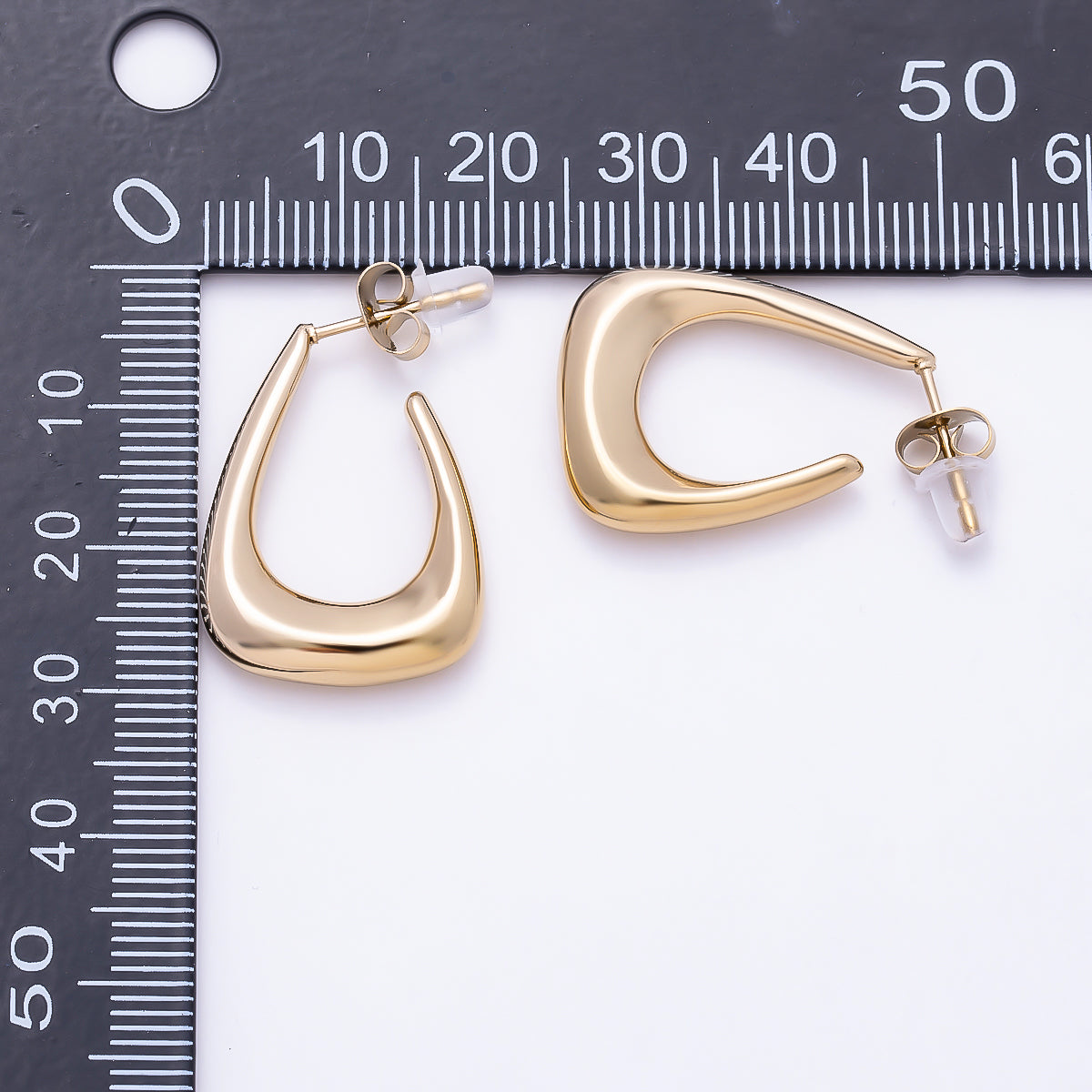 Stainless Steel 25mm Minimalist Triangle J-Shaped Hoop | Earrings-00731