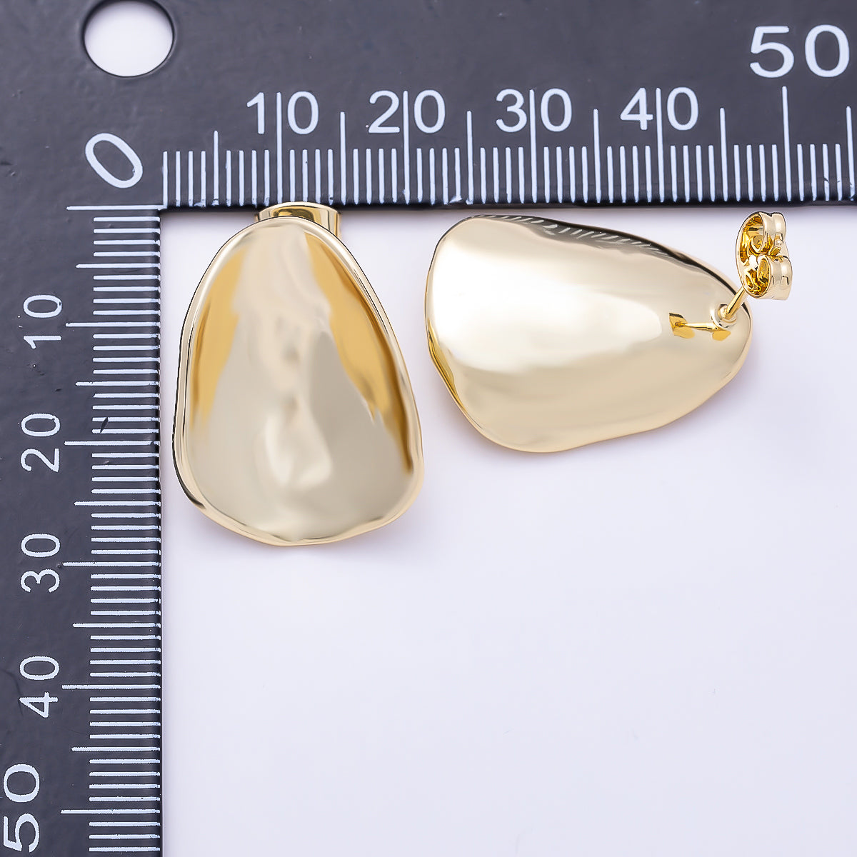 16K Gold Filled 25mm Oval Concave Dome Minimalist Geometric Stud | Earrings-00801