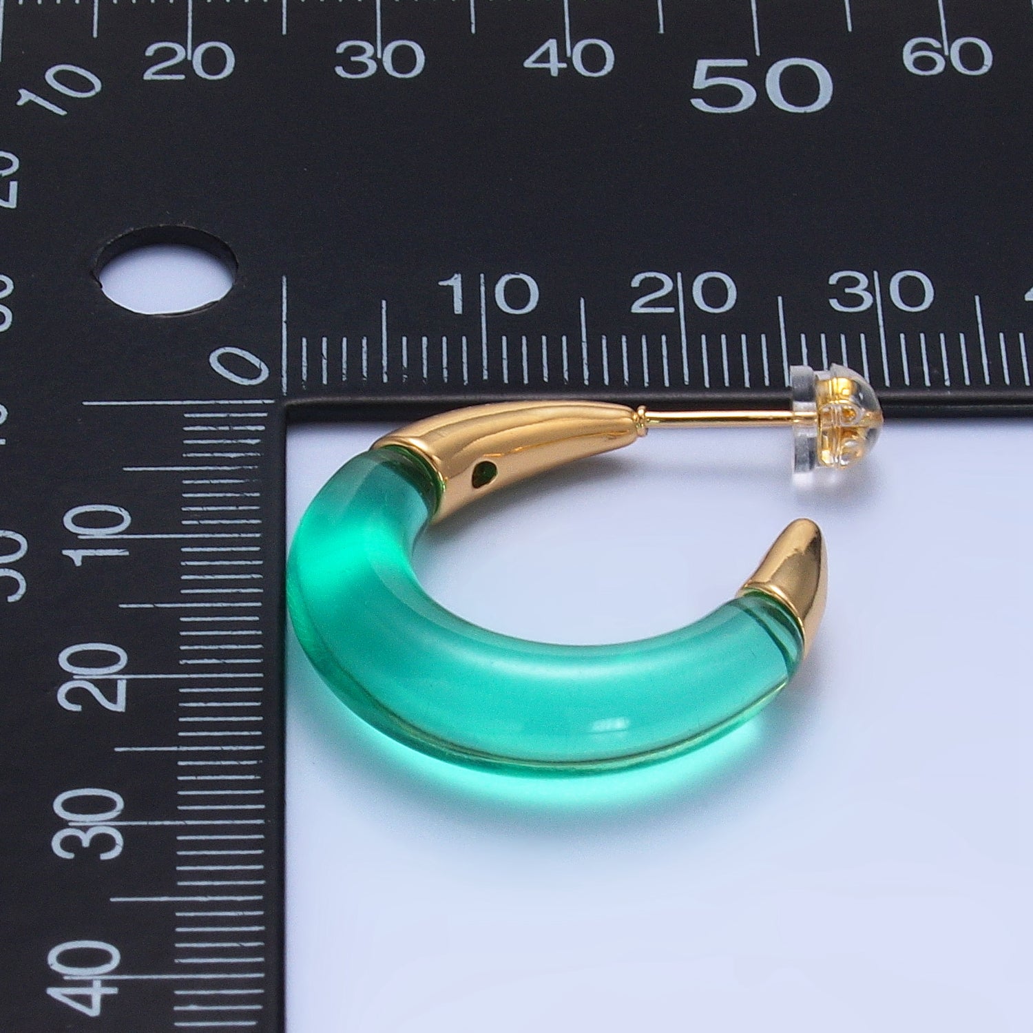 24K Gold Filled 26mm Resin Gold Edged C-Shaped Hoop Earrings | P184 - P21