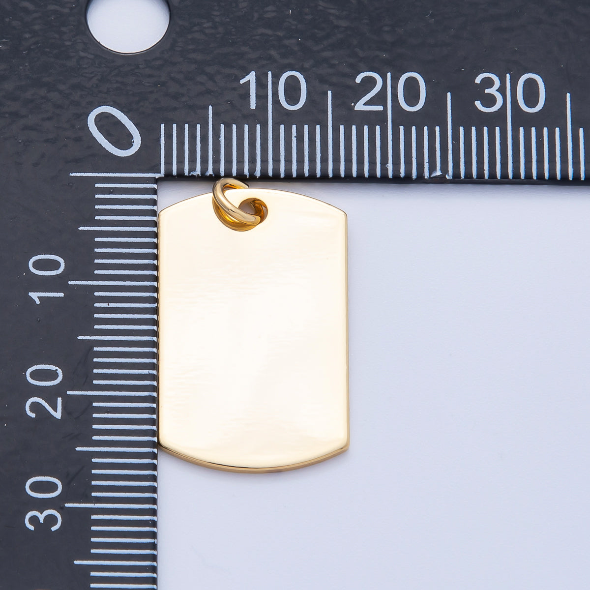 18K Gold Filled 25mm Minimalist Military Dog Bar Tag Charm | Charms-00056