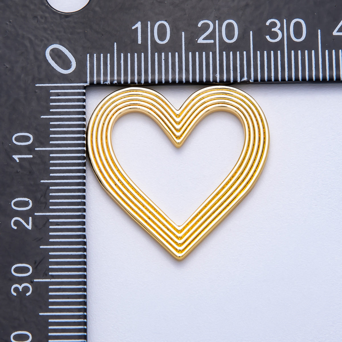 16K Gold Filled 26mm Ribbed Open Heart Charm Findings | Findings-00152