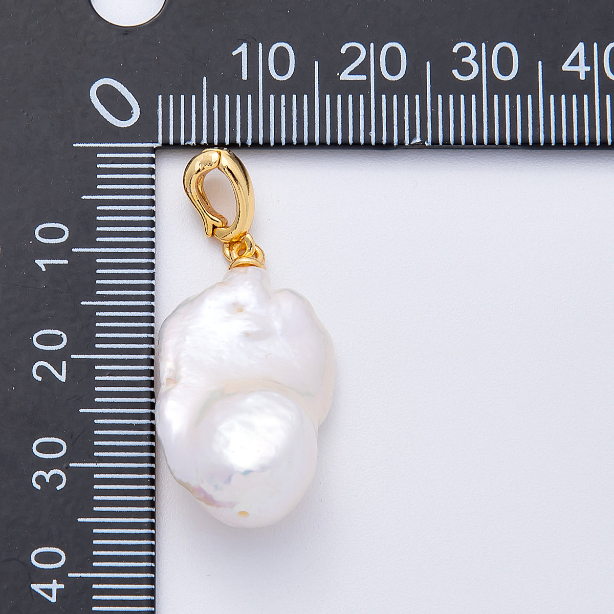 18K Gold Filled 27mm Baroque Freshwater Pearl Snap Drop Pendant | Charms-00248