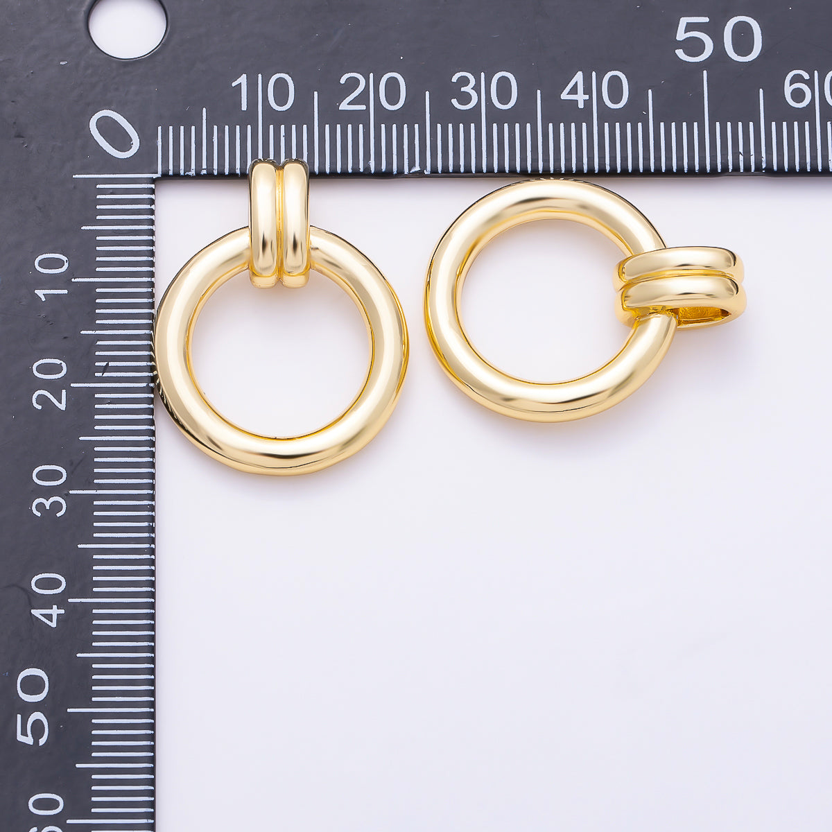 16K Gold Filled 29mm Minimalist Round Geometric Double Bail Pendant | Charms-01980