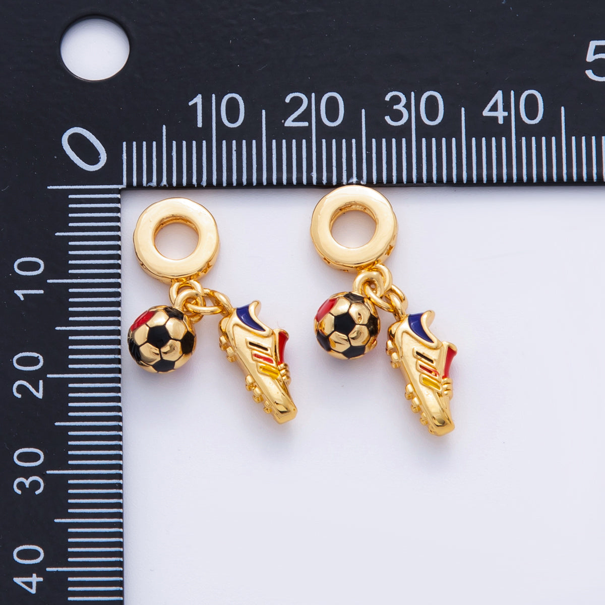 24K Gold Filled Soccer Football Ball Shoe Sports Rondelle Bail Drop Pendant | M811